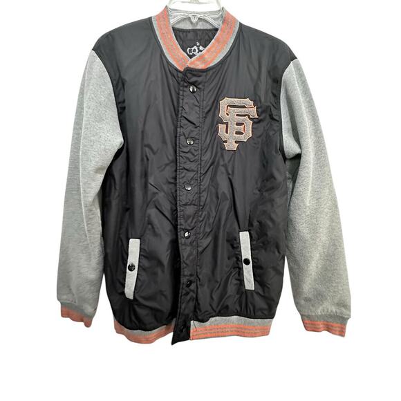 MLB Men's Black & Gray San Francisco Giants Reversible Polyester Jacket Size M - Picture 1 of 6